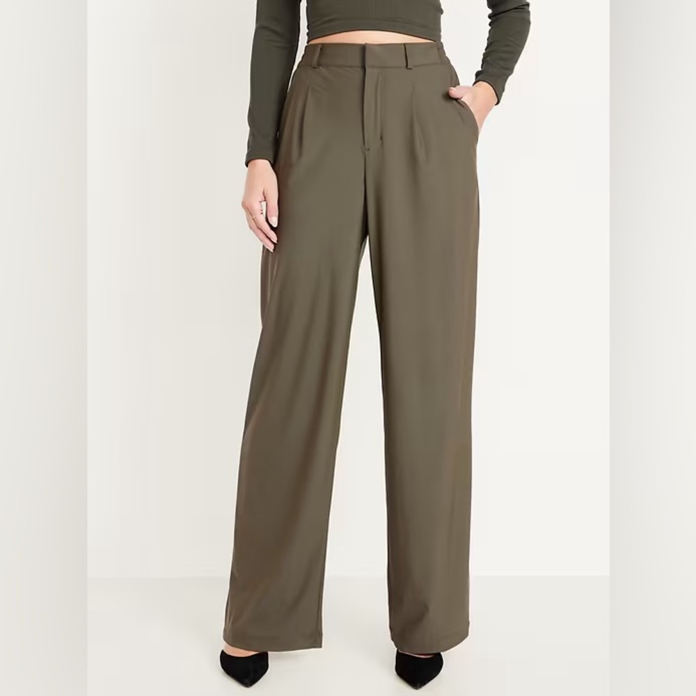NWT! Old Navy Ancient Forest Green High Waisted SleekTech Trousers Pant 👟